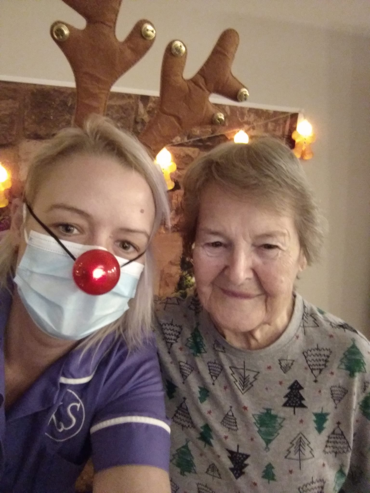 Resident and Staff Celebrating Christmas