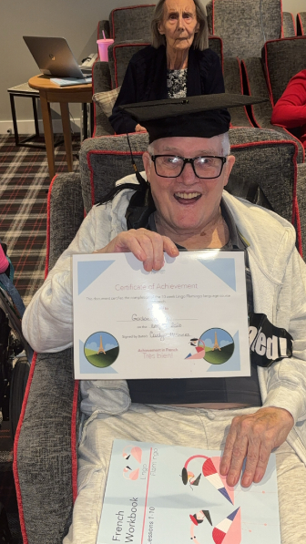 Resident holding french language certificate