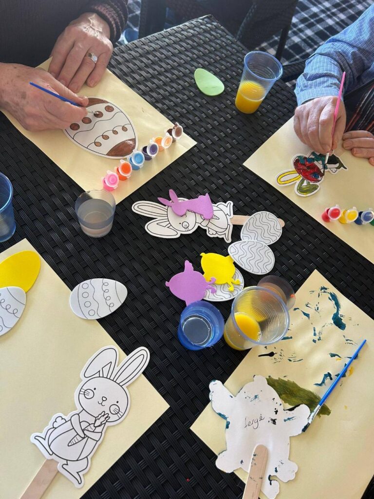 easter decorations on a table