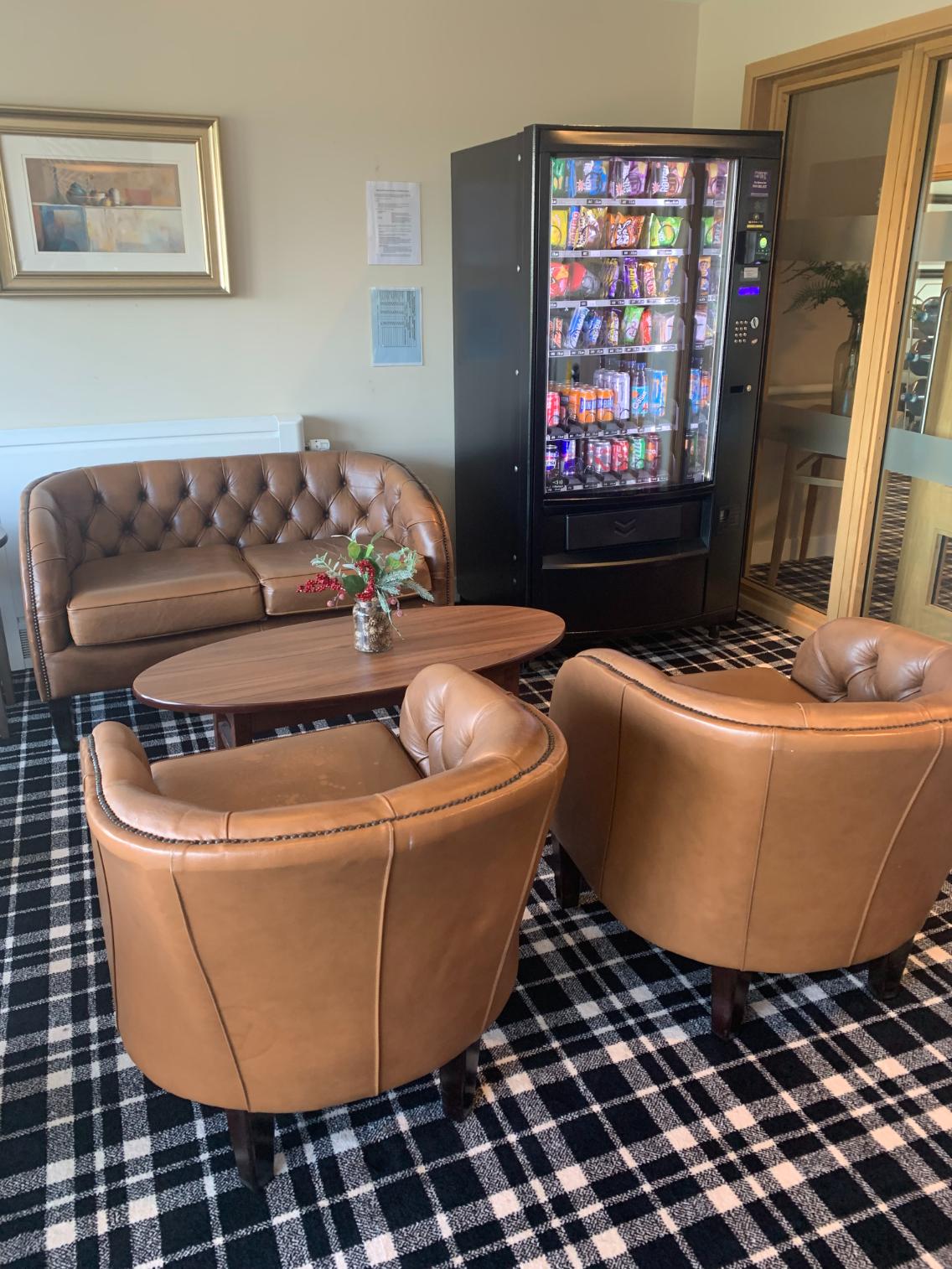 brown leather seating in a care home