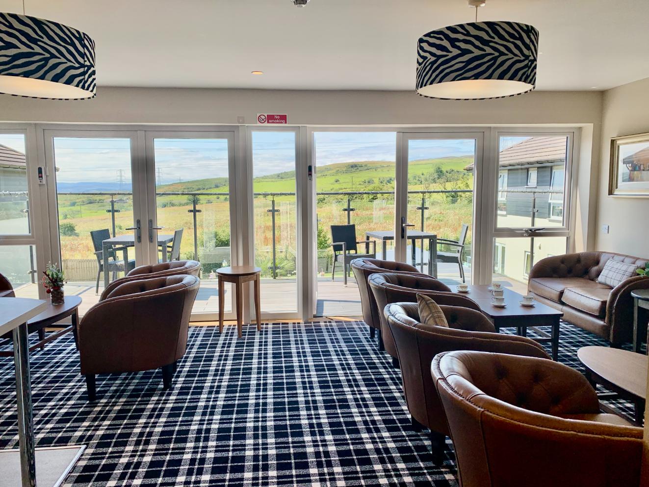 cafe area with countryside views